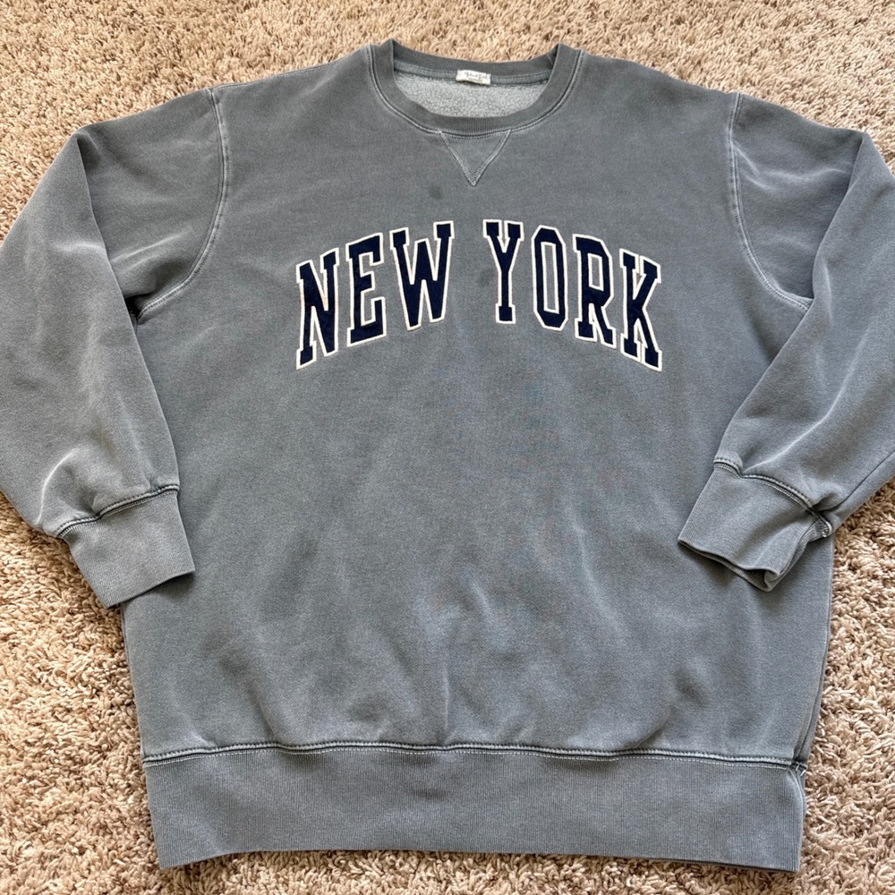 John Galt Brandy Melville New York Crewneck Sweatshirt Grey Oversized MJB033-Z38